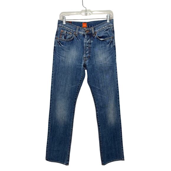 BOSS Hugo Boss Men's Straight Leg Faded Medium Blue Jeans, Size 30x32 - Picture 1 of 4